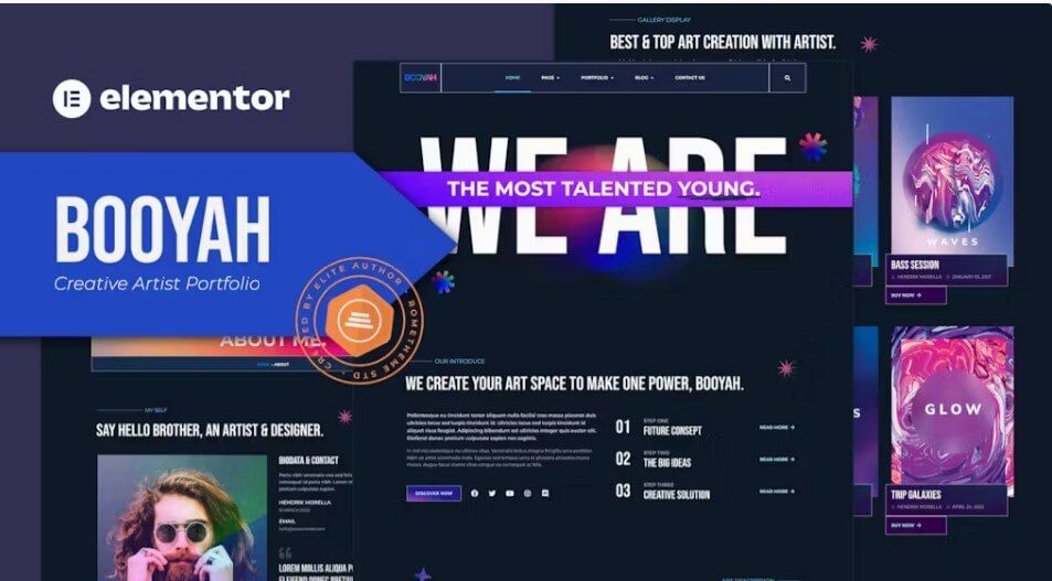 Booyah - Creative Artist Portfolio Elementor Template Booyah - creative artist portfolio elementor template