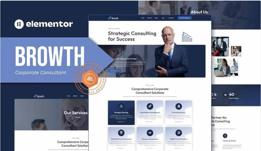 Browth - corporate consultant elementor template kit