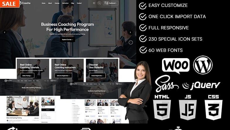 Coacha  coaching online courses woocommerce wordpress theme