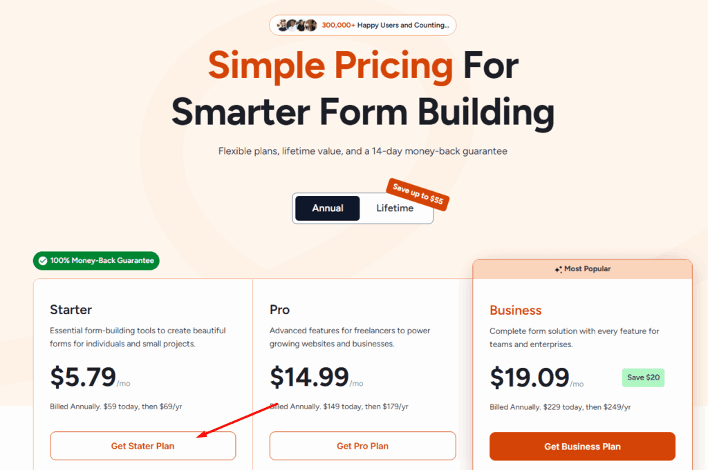 Choosing sureforms plan pricing
