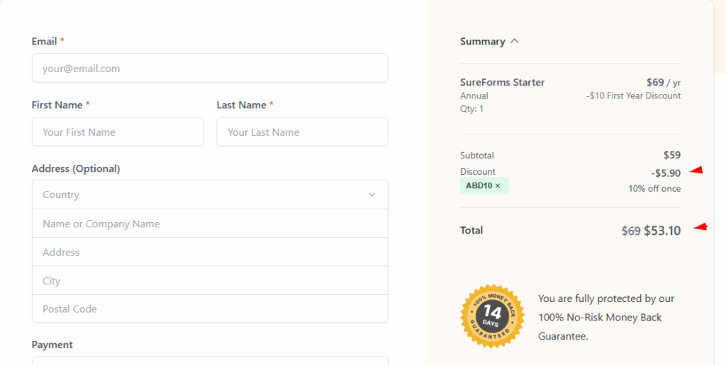 Sureforms Coupon Applied Sureforms coupon applied