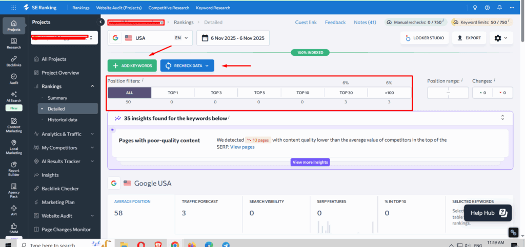 Se Ranking Rank Tracker Interface Se ranking rank tracker interface