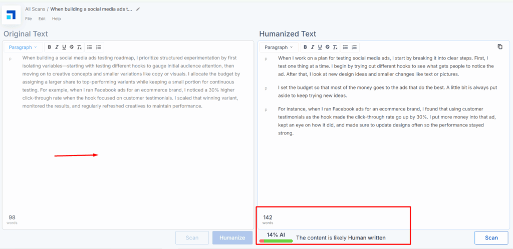 Scalenut Content Humanizer Scalenut content humanizer