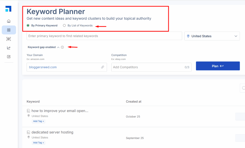 Scalenut Keyword Planner Scalenut keyword planner