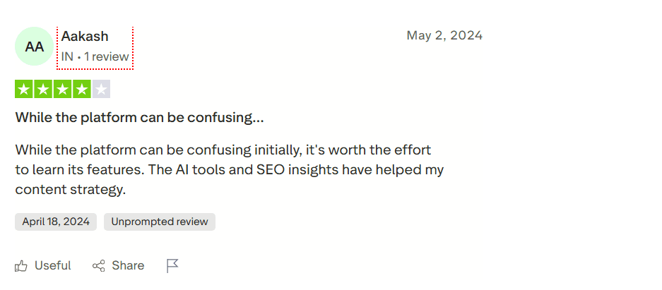 Scalenut Review From Trustpilot User Scalenut review from trustpilot user