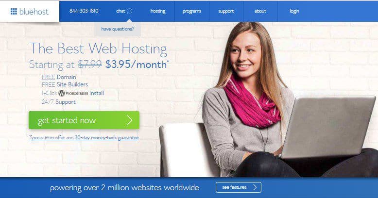 Bluehost for best wordpress hosting for bloggers & beginners