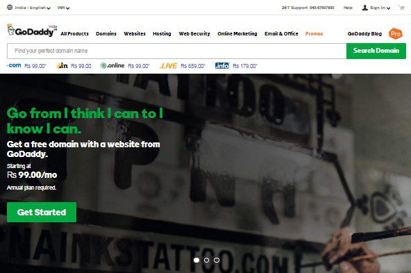 Godaddy low plan selling domain and web hosting company