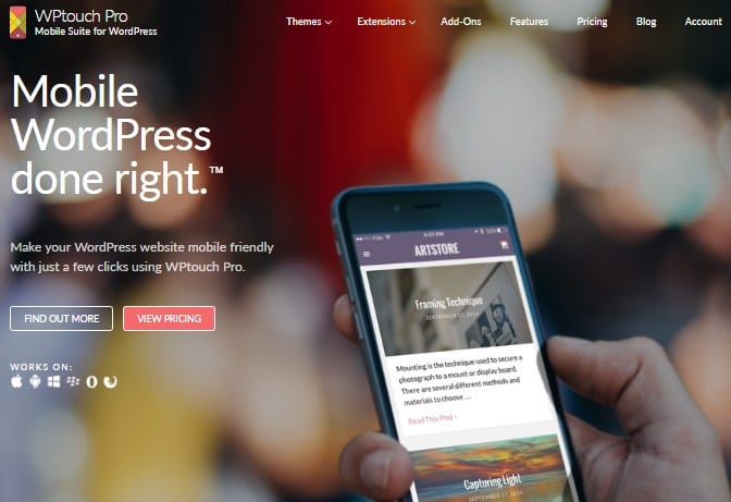 Wptouch mobile plugin