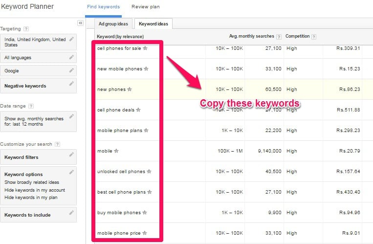 Google Keywords Planner Google keywords planner