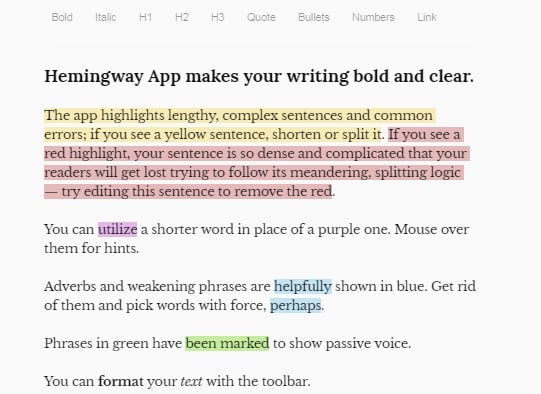 Hemingway blogging tool