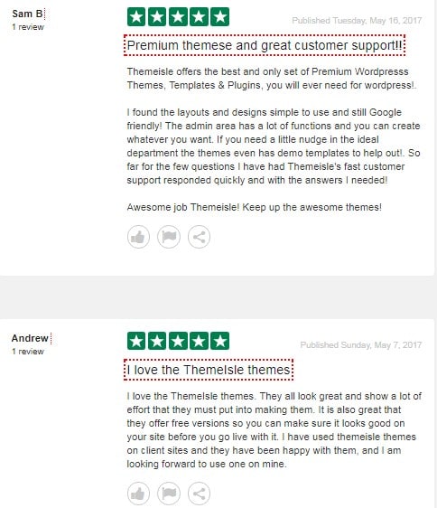 Themeisle reviews by customers