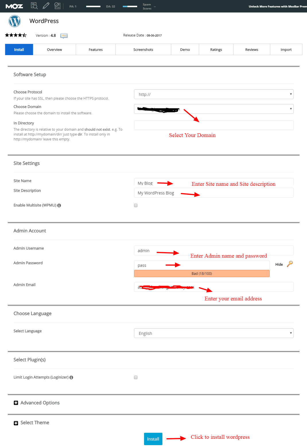 Installing Wordpress Final Step Installing wordpress final step