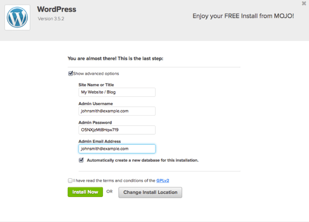 Mojo-Wordpress-Install Mojo-wordpress-install