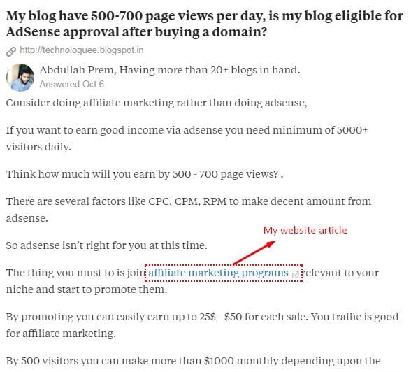Quora link building