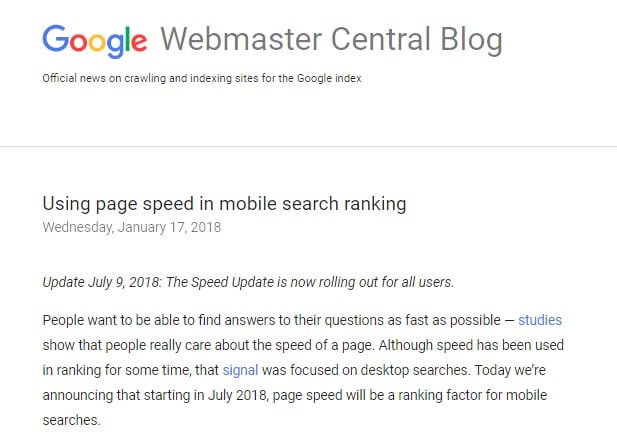 Google Speed Ranking Factor Google speed ranking factor