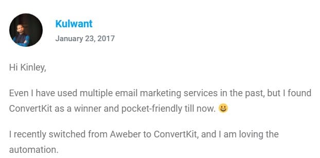 Convertkit User Testimonial Convertkit user testimonial