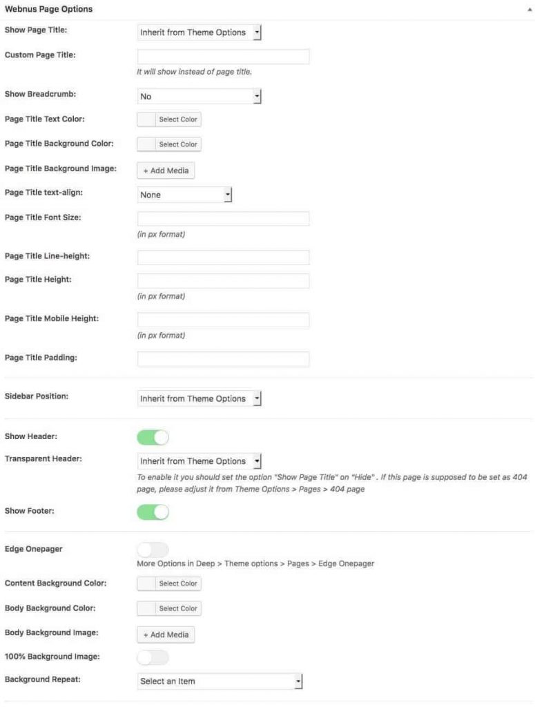 Webnus Page Options Webnus page options