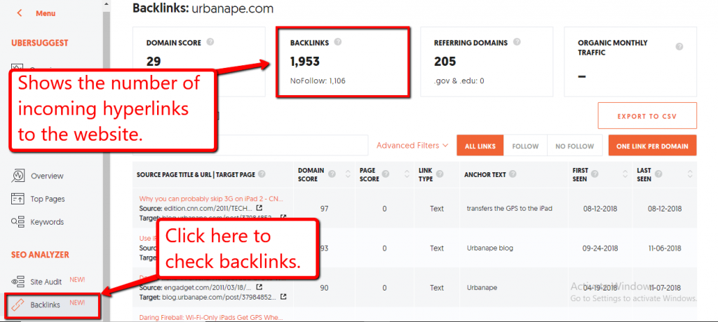Checking Backlinks Checking backlinks