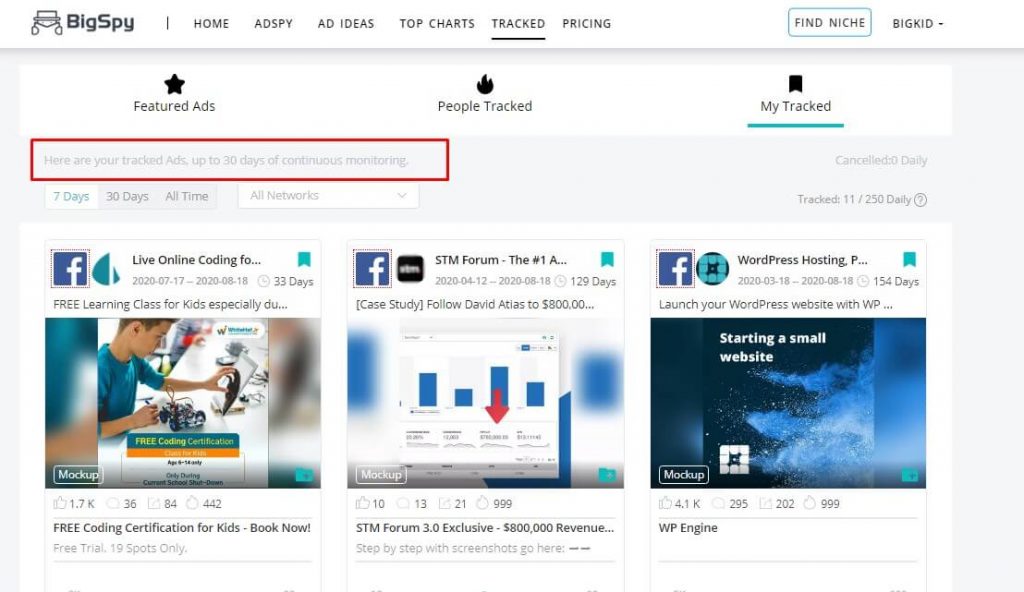 My Tracked Paid Ads My tracked paid ads