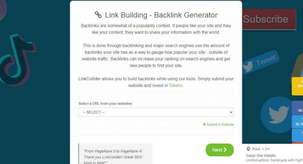 Linkcollider backlink generator