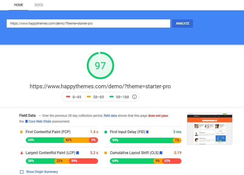Starter Pro Google Speed Test Results Starter pro google speed test results
