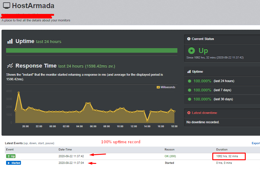 Uptimerobot record