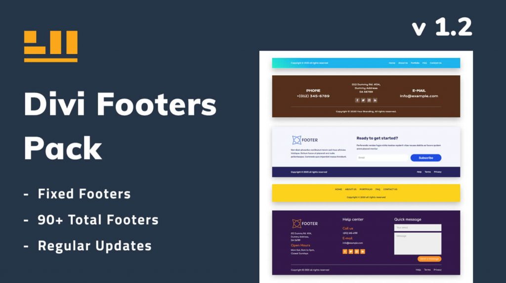 Divi footers pack