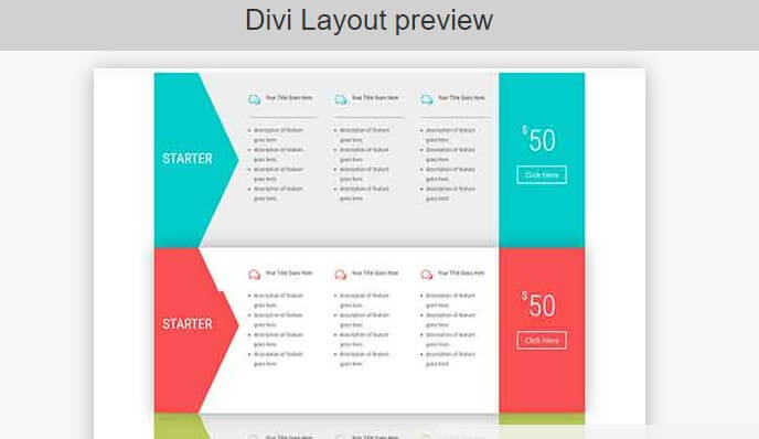 Horizontal pricing tables