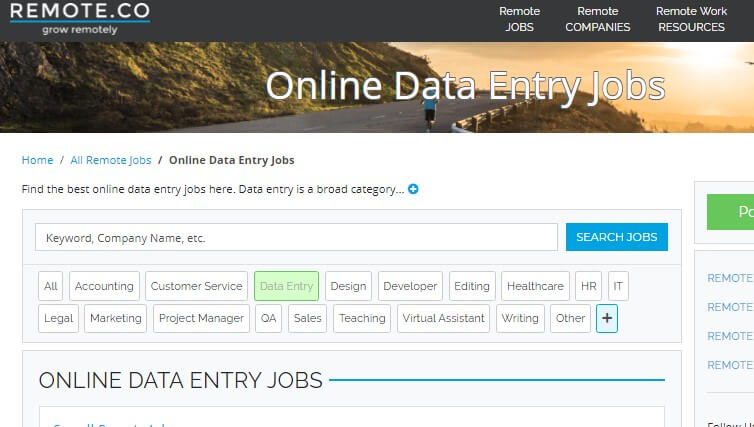 Remote data entry job