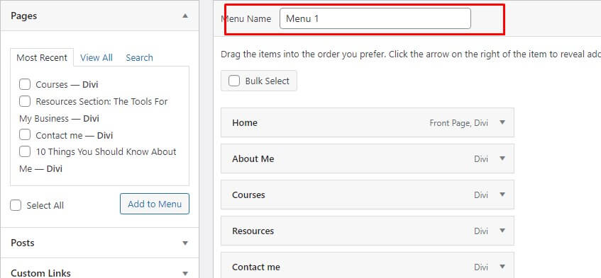 Create menu