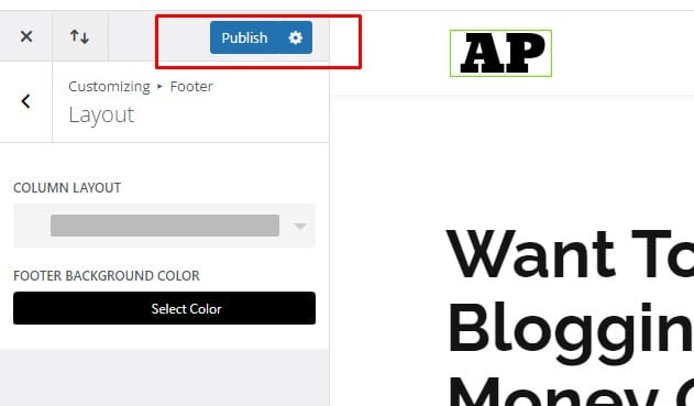 Footer publish