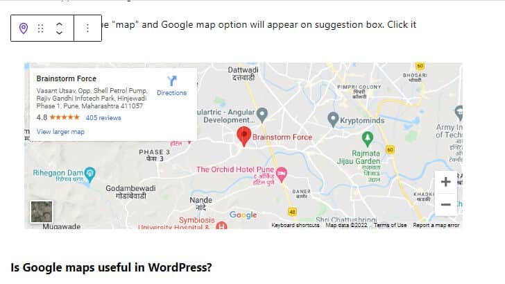 Google map inside guternbeg post
