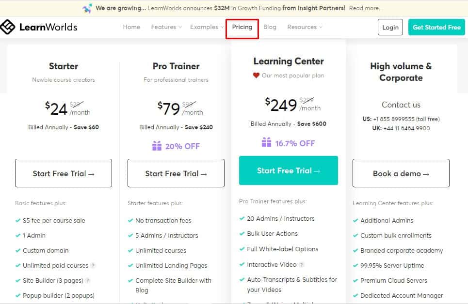Learnworlds Pricing Learnworlds pricing