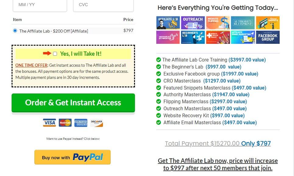Payment page