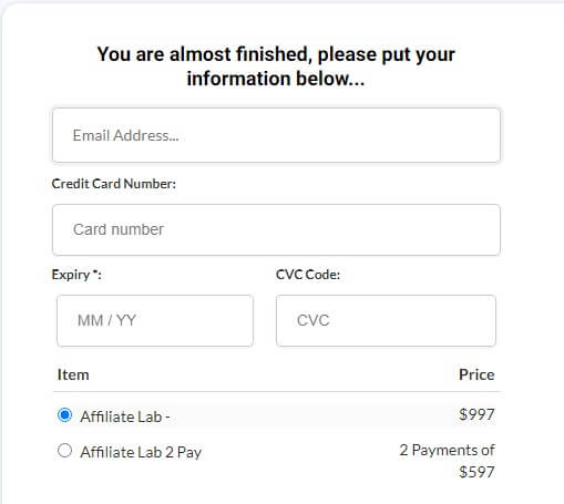 Affiliate lab payment options