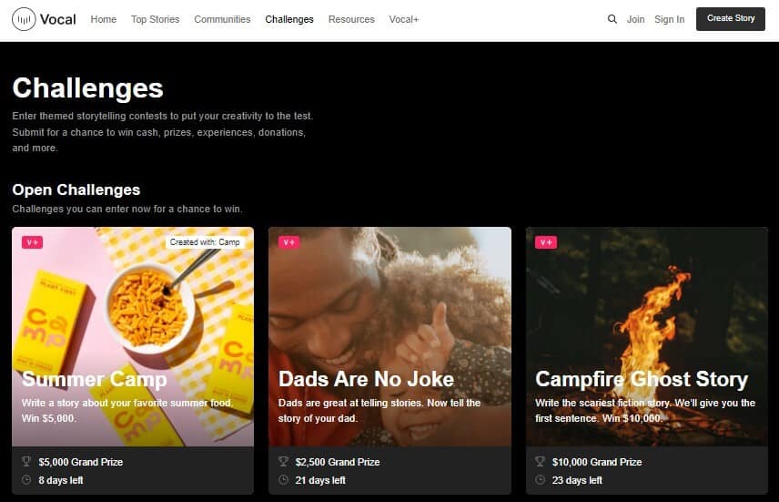 Vocal media pays for writing stories
