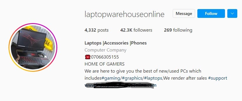 Instagram laptop selling
