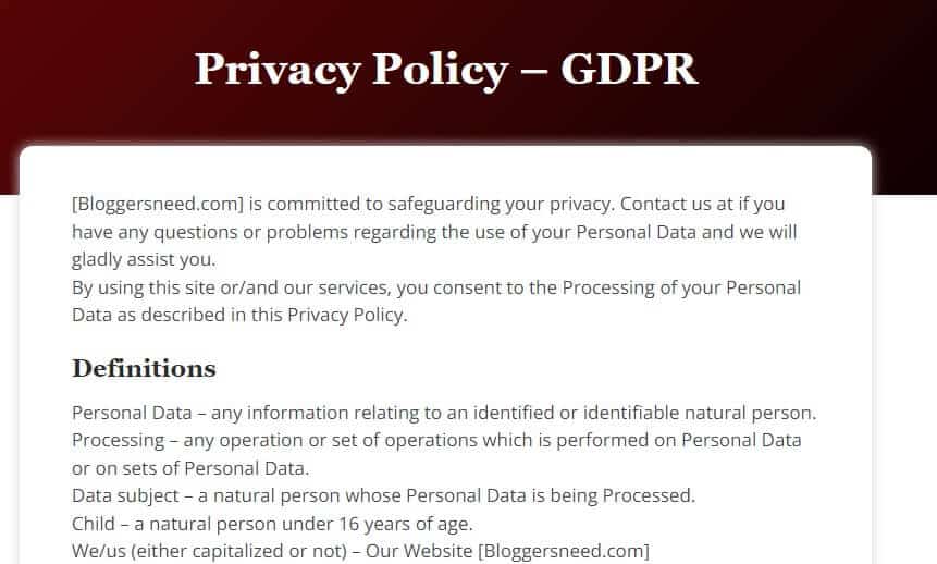 Privacy policy statemtnt