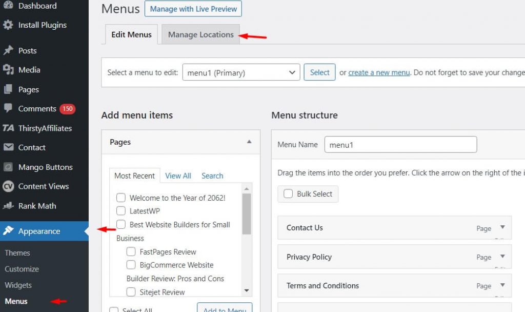 Manage Location Manage location