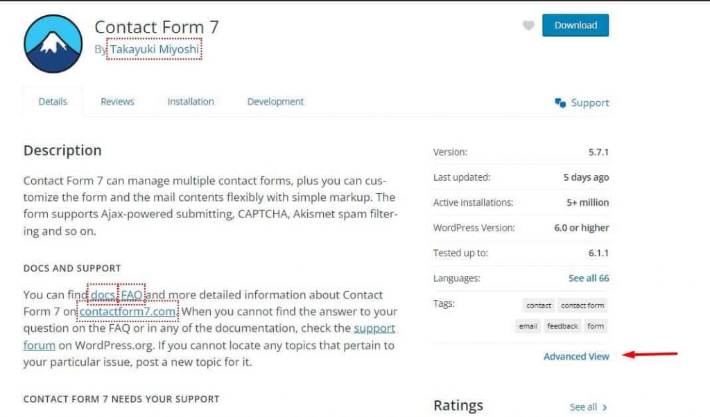 Contact form webpage