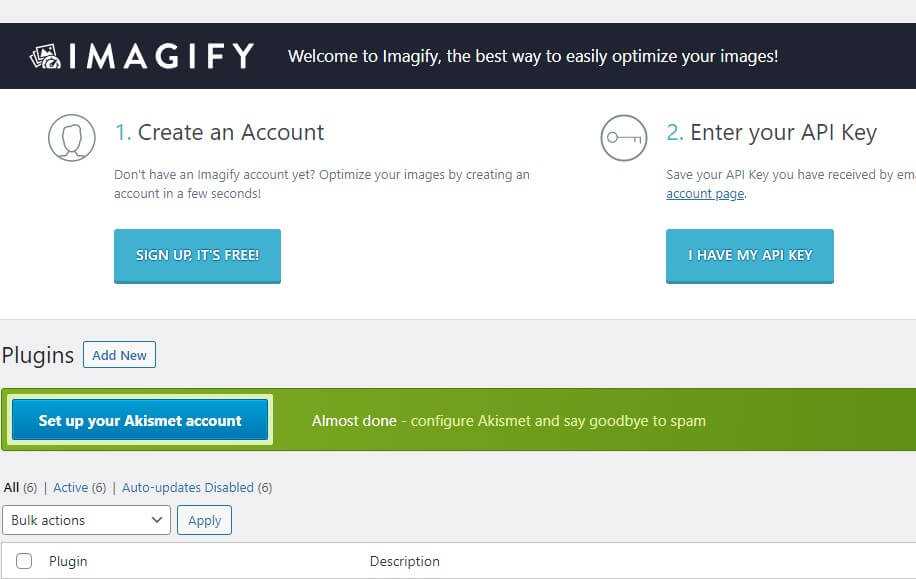 Imagify account creation