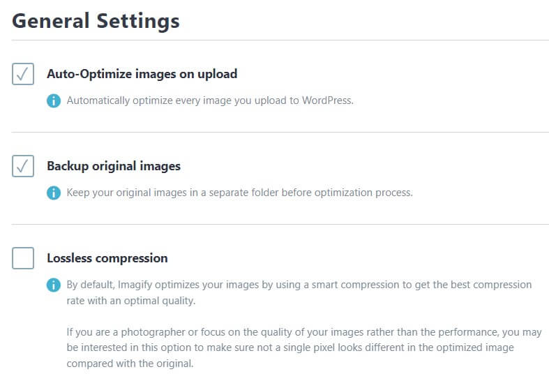 Imagify setting