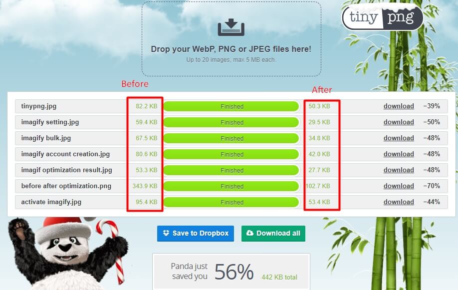 Tinypng results