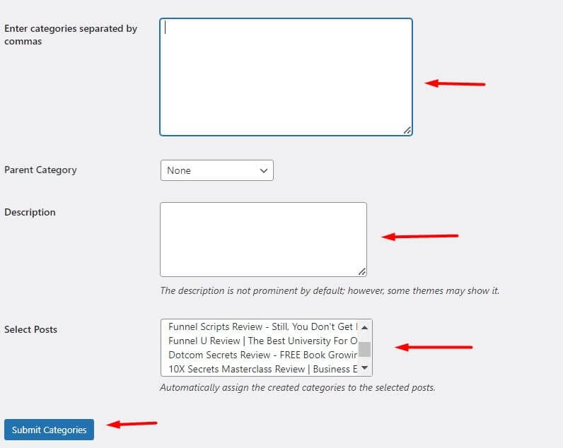 Creating Bulk Categories Creating bulk categories