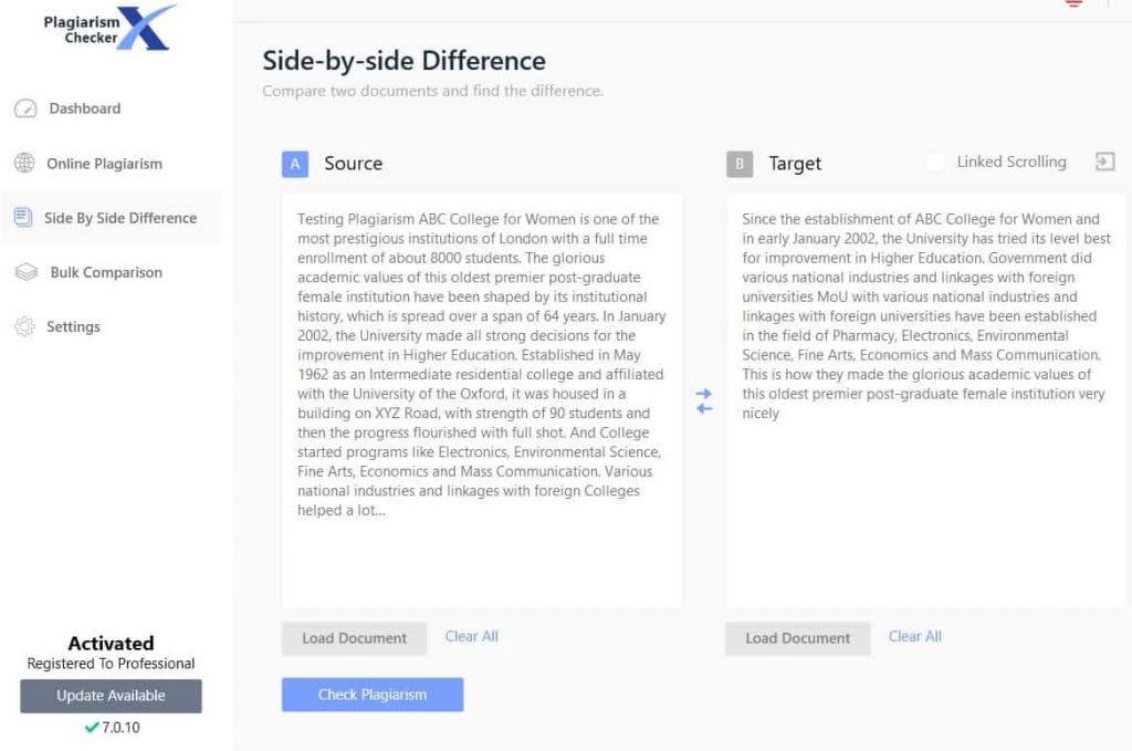 Side-By-Side Difference Side-by-side difference