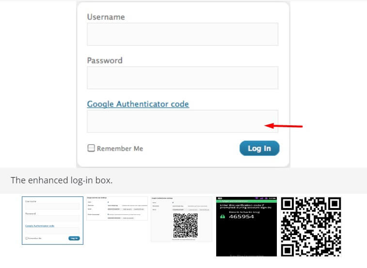 2-factor showing the second screen to enter the code from google authenticator app from mobile