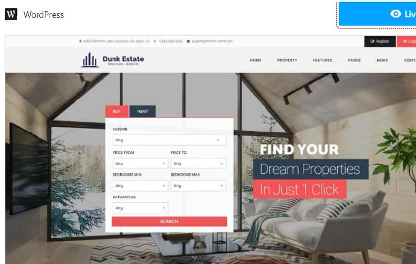 Dunk dynamic real estate wordpress theme