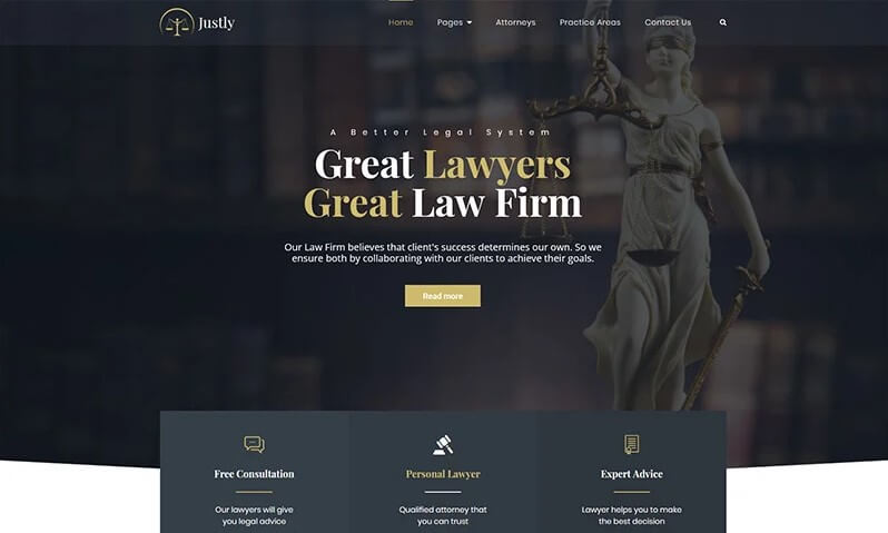 Justly - lawyer and attorney wordpress theme