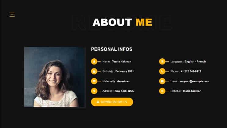 Touria - personal portfolio wordpress theme
