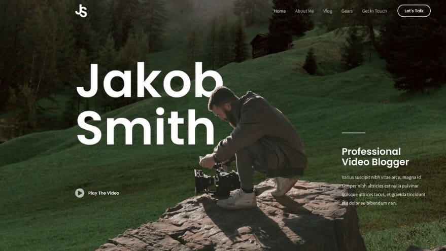 Vlogger videographer wordpress theme